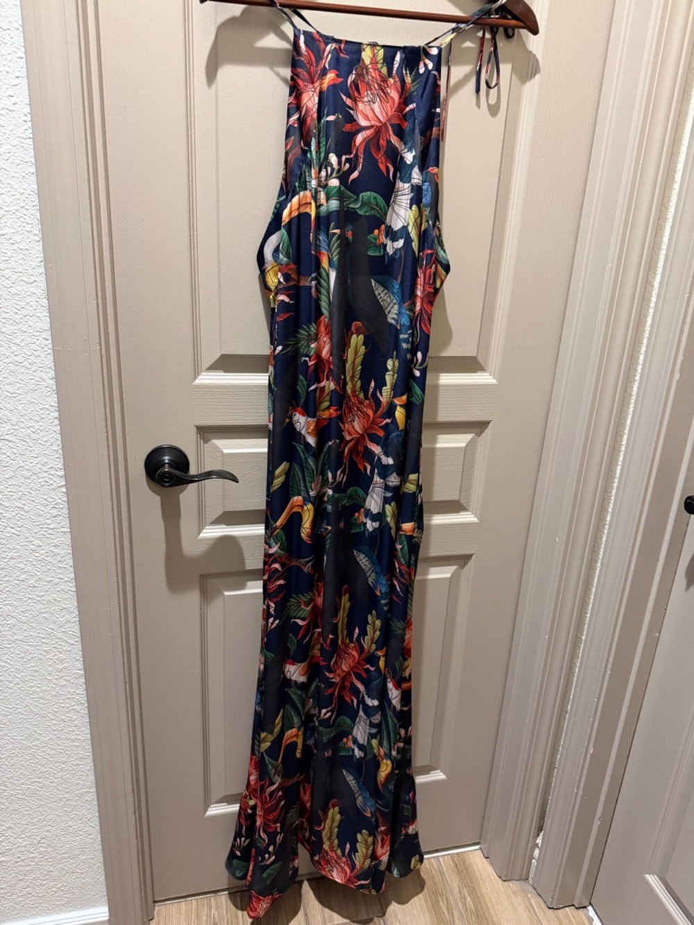 Women’s Navy Tropical Print Maxi Jumpsuit